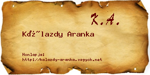 Kálazdy Aranka névjegykártya